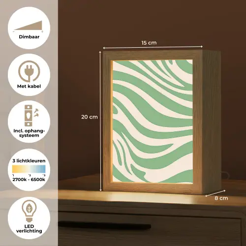 Zebrapatroon - Groen - Retro Light Box met kabel (Tafellamp) klein -USP_NL
