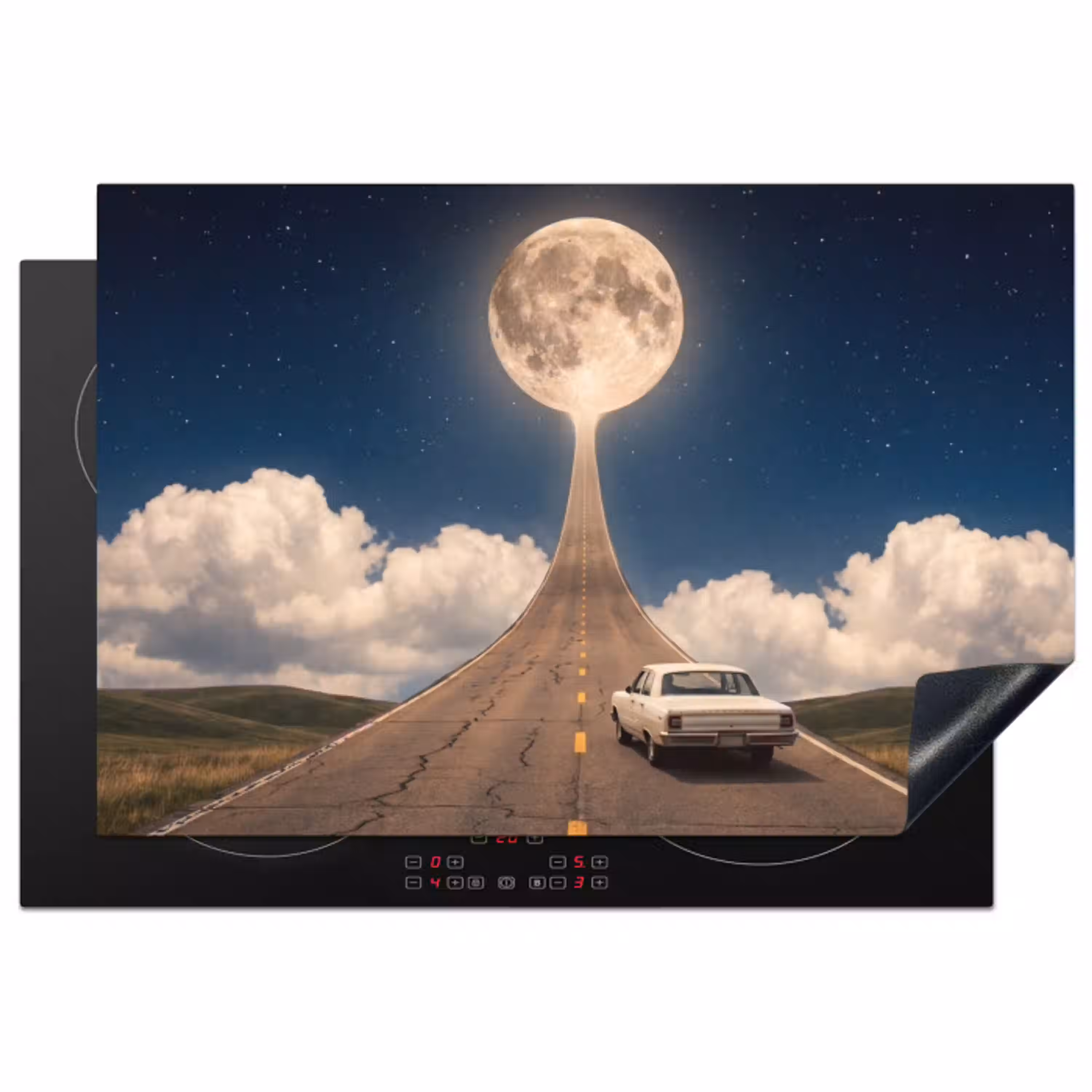 Weg - Maan - Nacht Inductie beschermer vinyl 3mm klein -3d