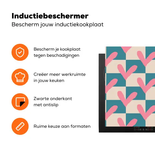 Vlakken - Hartjes - Patroon - Retro Inductie beschermer vinyl 3mm klein 276 -zzzzzzz-td-ups