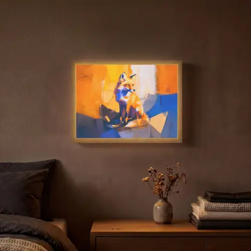 Vos - Oranje - Vormen - Abstract Light Box met batterij (Wandlamp) middel -sfeer4