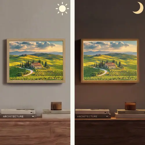 Toscane - Landschap - Wijngaarden Light Box met batterij (Wandlamp) middel -sfeer3