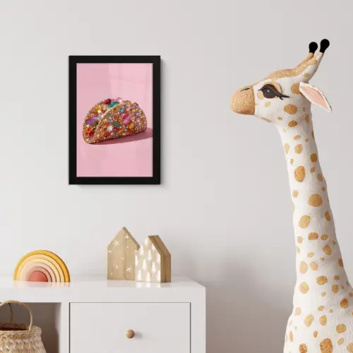 Taco - Kleurrijk - Edelstenen - Goud fotolijst zwart zonder passe partout klein -usfeer4_kinderkamer