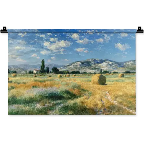 Landschap - Strobalen - Bergen - Wolken Wandkleed katoen klein -zz3d
