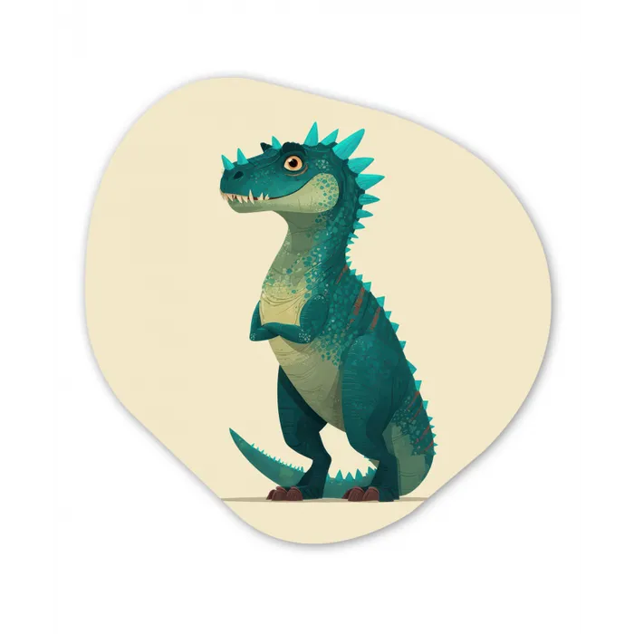 Dinosaurus - Turquoise - Stekels Wandcirkel Organisch Forex 3mm klein -3d