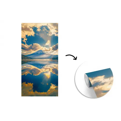 Berg - Rivier - Zonsondergang fotobehang vinyl groot -3d