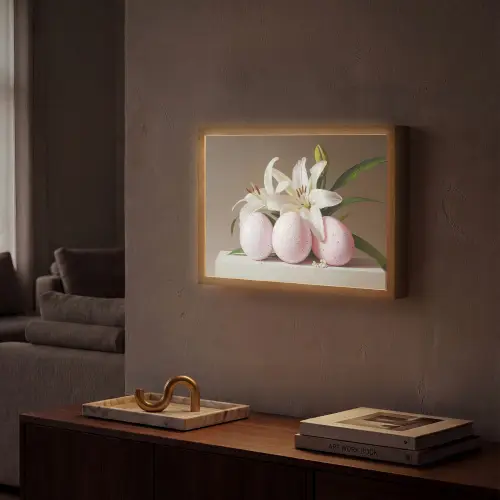 Lelies - Eieren - Pasen Light Box met batterij (Wandlamp) middel -sfeer1