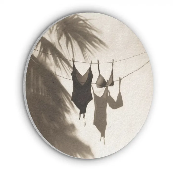 Badkleding - Palmbomen - Schaduw - Tropisch Akoestische PET Vilt - Rond klein -3d