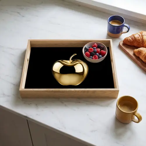 Appel - Goud - Chrome - Zwart Dienblad Rechthoek middel -sfeer2