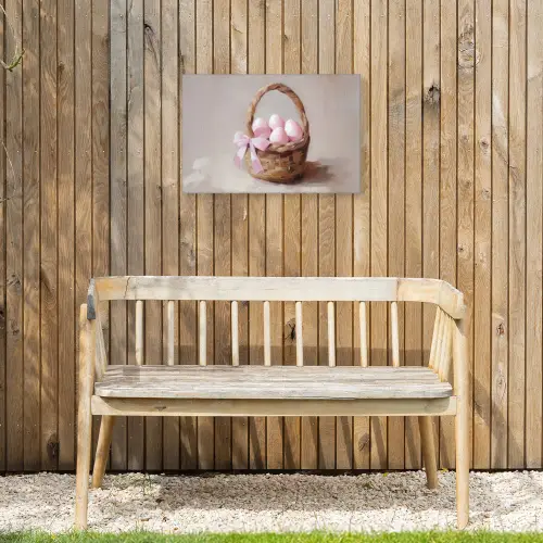 Mand - Eieren - Roze Tuinposter op houten frame 2 cm dik klein -sfeer4