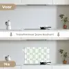 Wit - Groen - Cirkels keuken achterwand spatscherm klein 900 -voor_na_NL