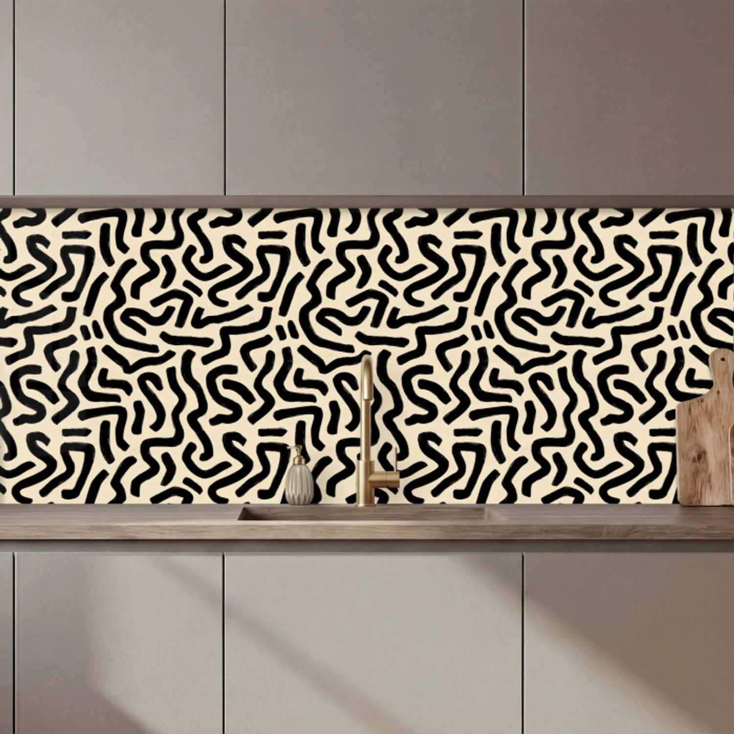 Abstract - Lijnen - Zwart keuken achterwand 2 middel 871 zz_3dshopping