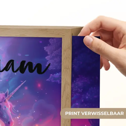 Eenhoorn - Fantasy - Kasteel - Meisje - Paars - Roze Light Box met batterij (Wandlamp kind) middel -USP_websiteprintNL