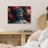 Boeddha - Bloemen - Buddha - Beeld - Kunst aluminium wit klein -sfeer3