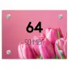 Roze tulpen - Modern Naambord Rechthoek middel -3d