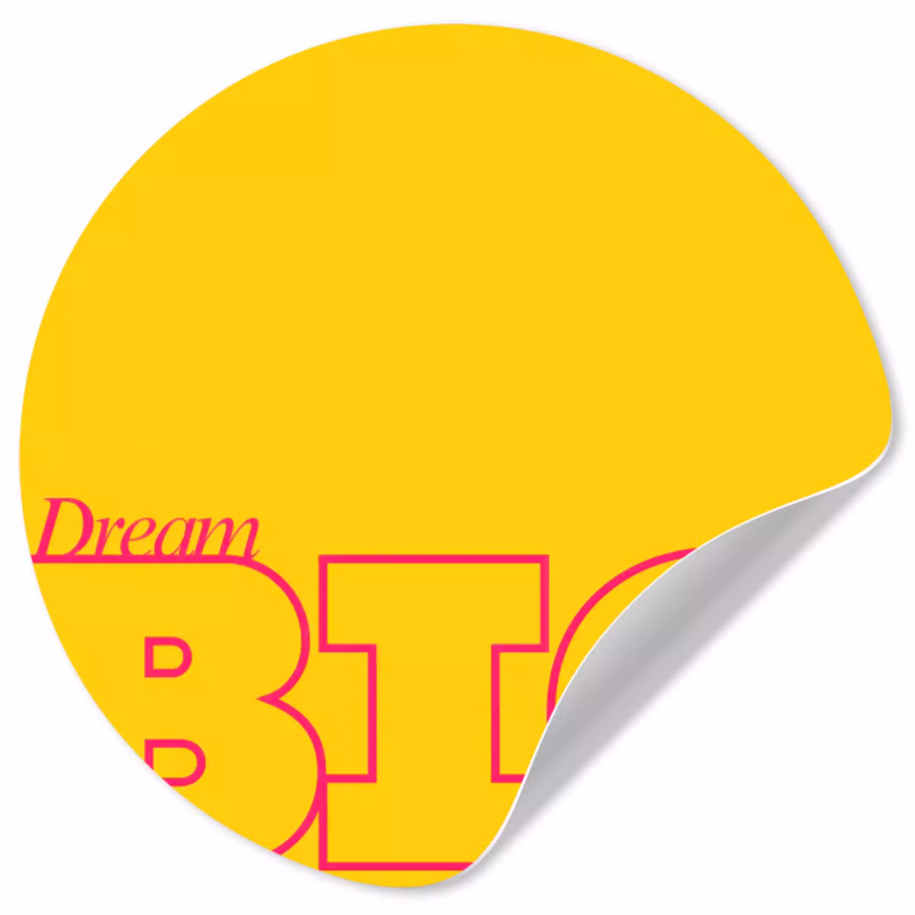 Dream big - Geel - Grafisch Wandcirkel behangsticker klein -3d