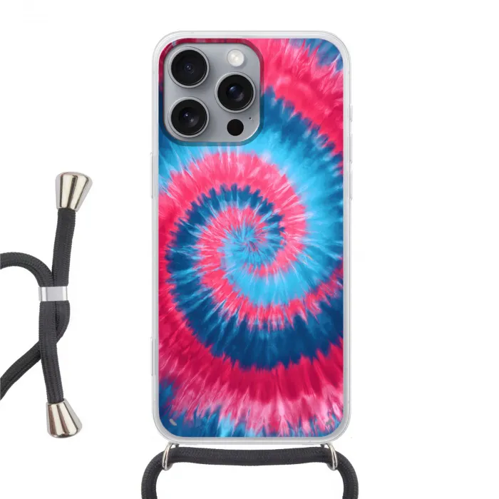 Spiraal - Roze - Draaiend Hoesje iPhone 16 Pro Max met koord klein -3d