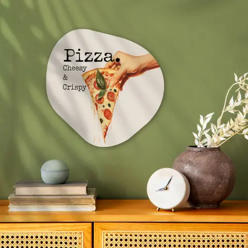 Pizza - Kaas - Pepperoni Wandcirkel Organisch Forex 3mm klein -sfeer2
