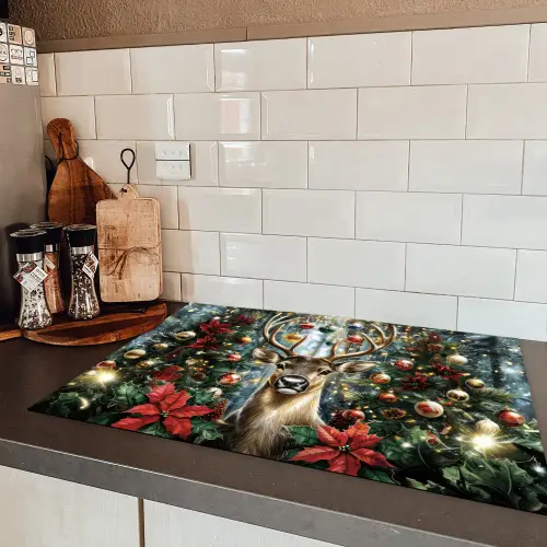 Kerstfeest - Dennenbos - Rood Inductie beschermer vinyl 3mm klein -sfeer3