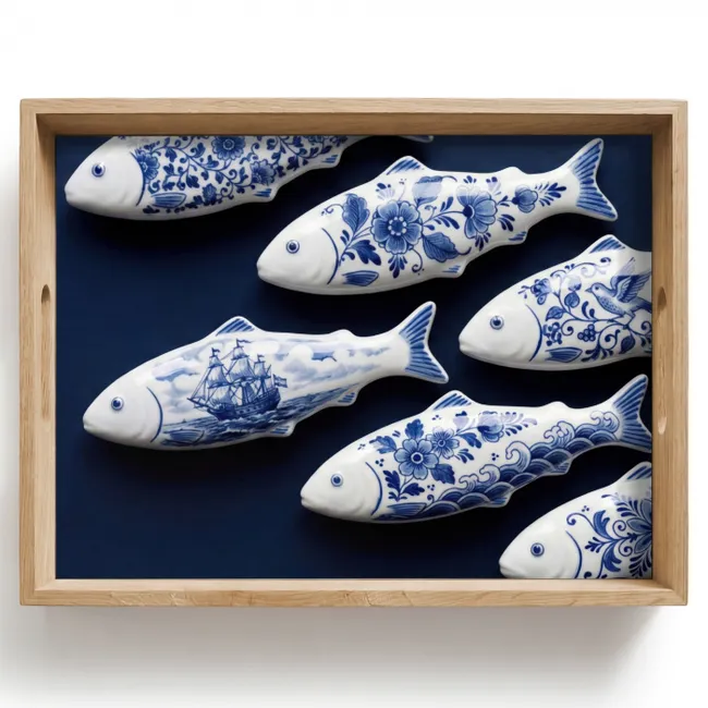 Dienblad - Vissen - Delfts - Blauw - Keramiek