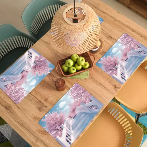 Brug - Kersenbomen - Wit Placemat vinyl groot -zzsfeer5_Kitchenyeah-website