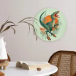 Dino - Bladeren - Grafisch - Groen Wandcirkel kunststof plaat 5mm dik klein -sfeer4