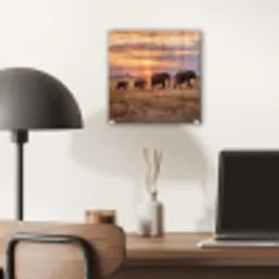 Olifanten - Savanne - Zonsondergang - Afrika - Warm plexiglas 5mm klein -sfeer6