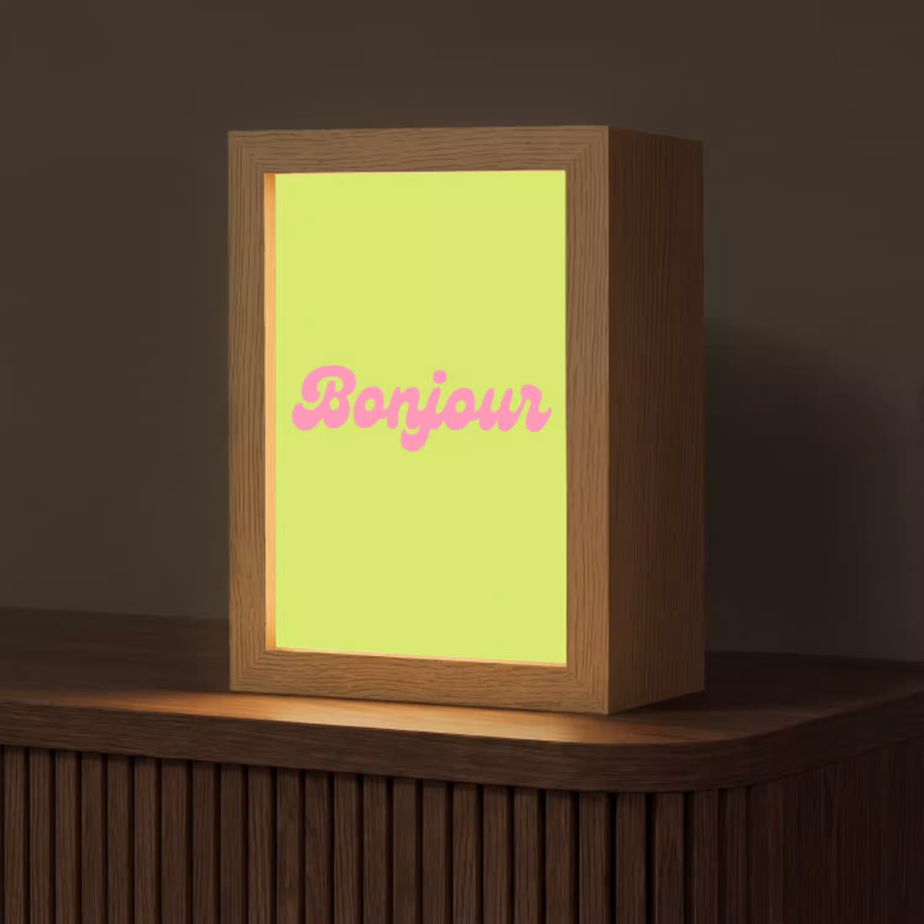 Groen - Roze bonjour - Retro Light Box met kabel (Tafellamp) klein -z3d_website