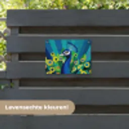 Pauw - Cirkels - Blauw tuinposter los doek klein -sfeer3