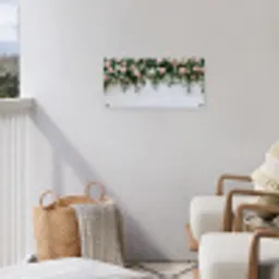 Bloemen - Muur - Rozen - Groen tuinposter los doek klein -sfeer8