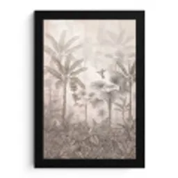 Jungle - Banenboom - Kolibrie - Beige fotolijst zwart zonder passe partout klein -3d