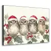 Uilen - Tak - Hulstblaadjes - Kerstmuts Textielframe - compleet frame klein -3d