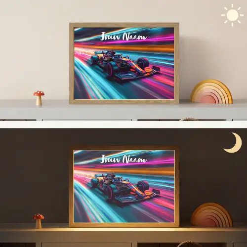 Formule 1 - Auto - Race - Jongens - Kleurrijk Light Box met batterij (Wandlamp kind) middel -sfeer3_kind