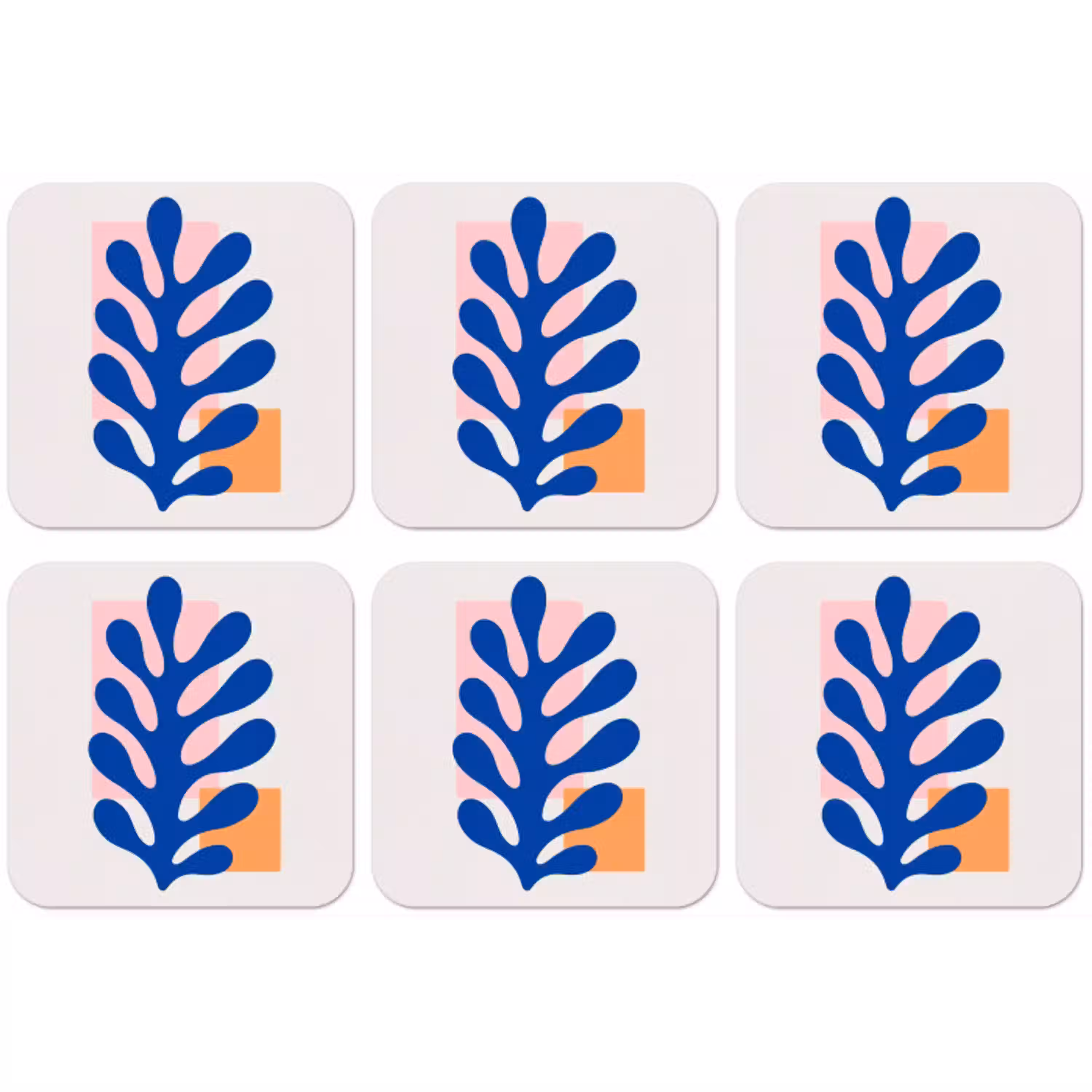 Abstract - Blad - Blauw - Rechthoeken onderzetter kurk middel -zkaufland3dotto