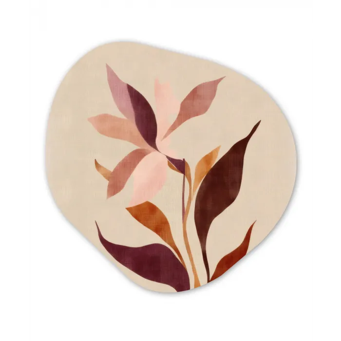 Bloemen - Blaadjes - Minimalistisch - Roze Wandcirkel Organisch Plexiglas middel -3d