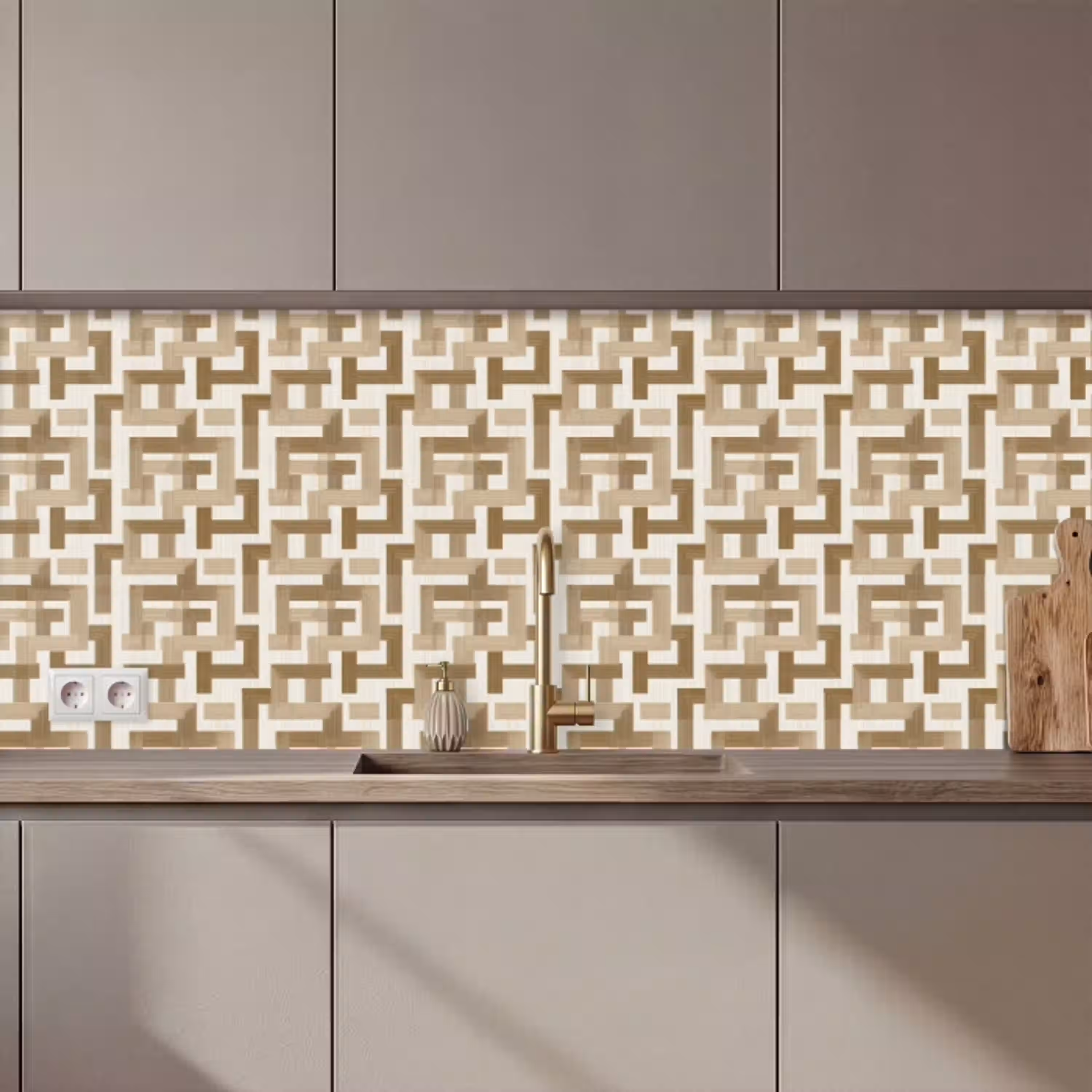 Geometrisch - Retro - Bruin keuken achterwand 2 middel 871 zz_3dshopping