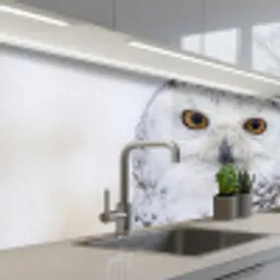 Sneeuwuil - Oog - Wildlife - Wit keuken achterwand 2 middel -3d_schuin