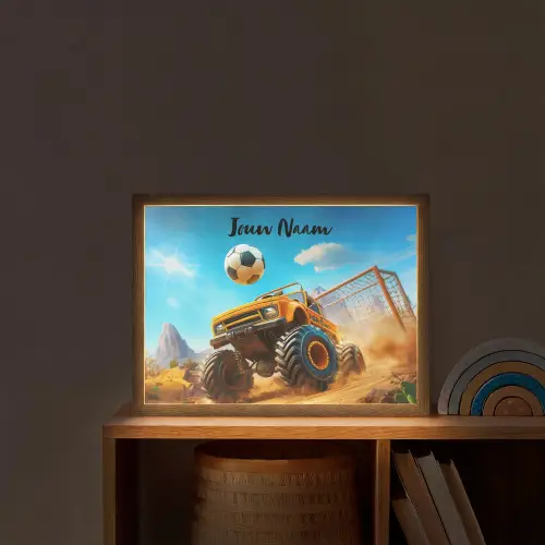Monstertruck - Voetbal - Woestijn Light Box met batterij (Wandlamp kind) middel -sfeer1_kind