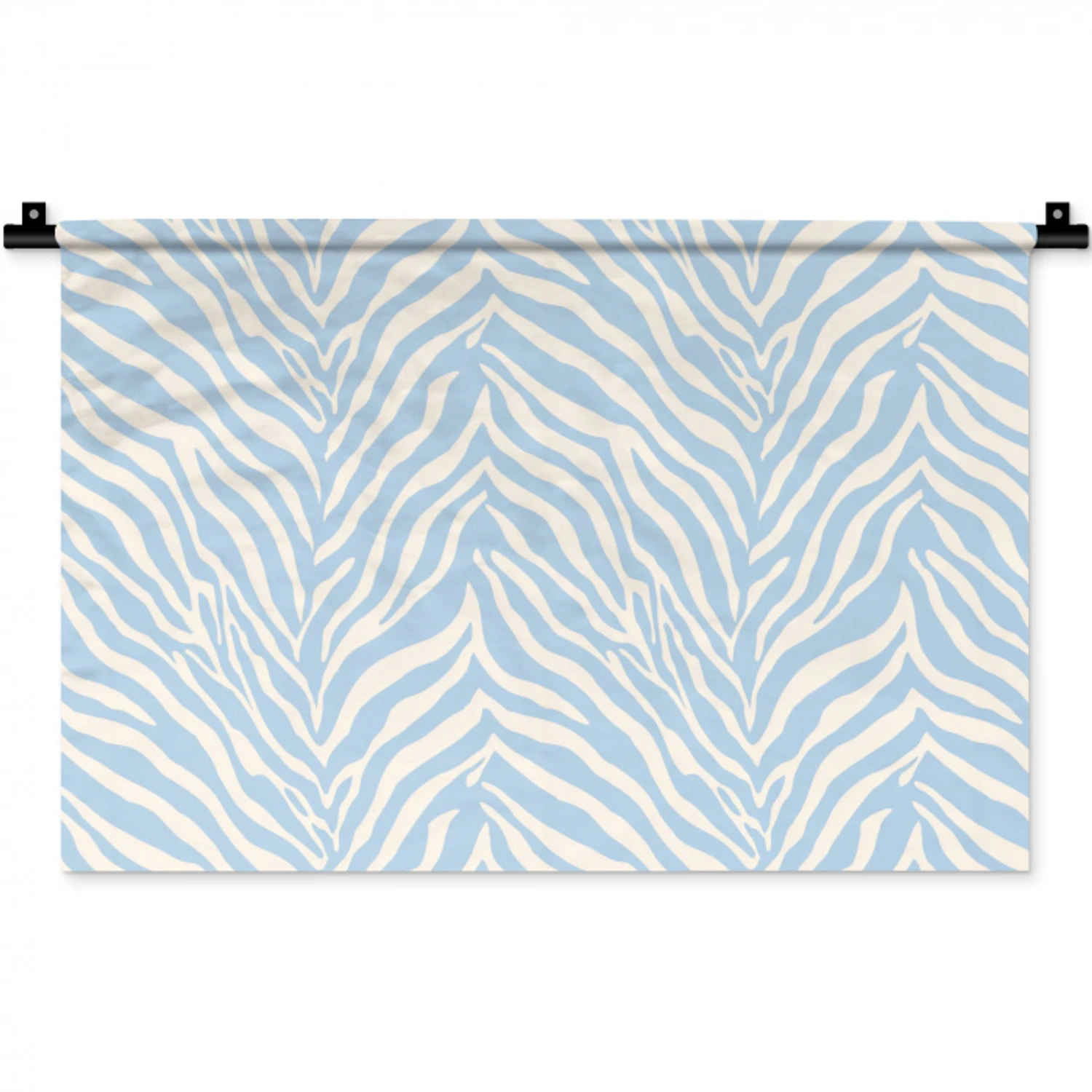Zebra - Motief - Blauw - Wit Wandkleed katoen klein 269 -zz3d