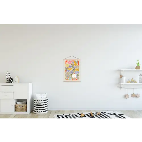 Abstract - Bloemen - Bladeren textielposter latten blank klein -kinderkamer