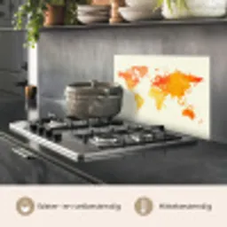 Wereldkaart - Oranje - Kleurrijk keuken achterwand spatscherm klein -usp_NL