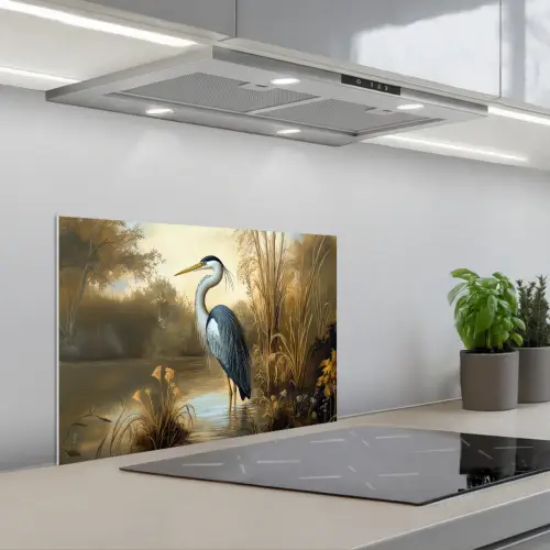 Reiger - Water - Planten keuken achterwand spatscherm klein -3d_schuin