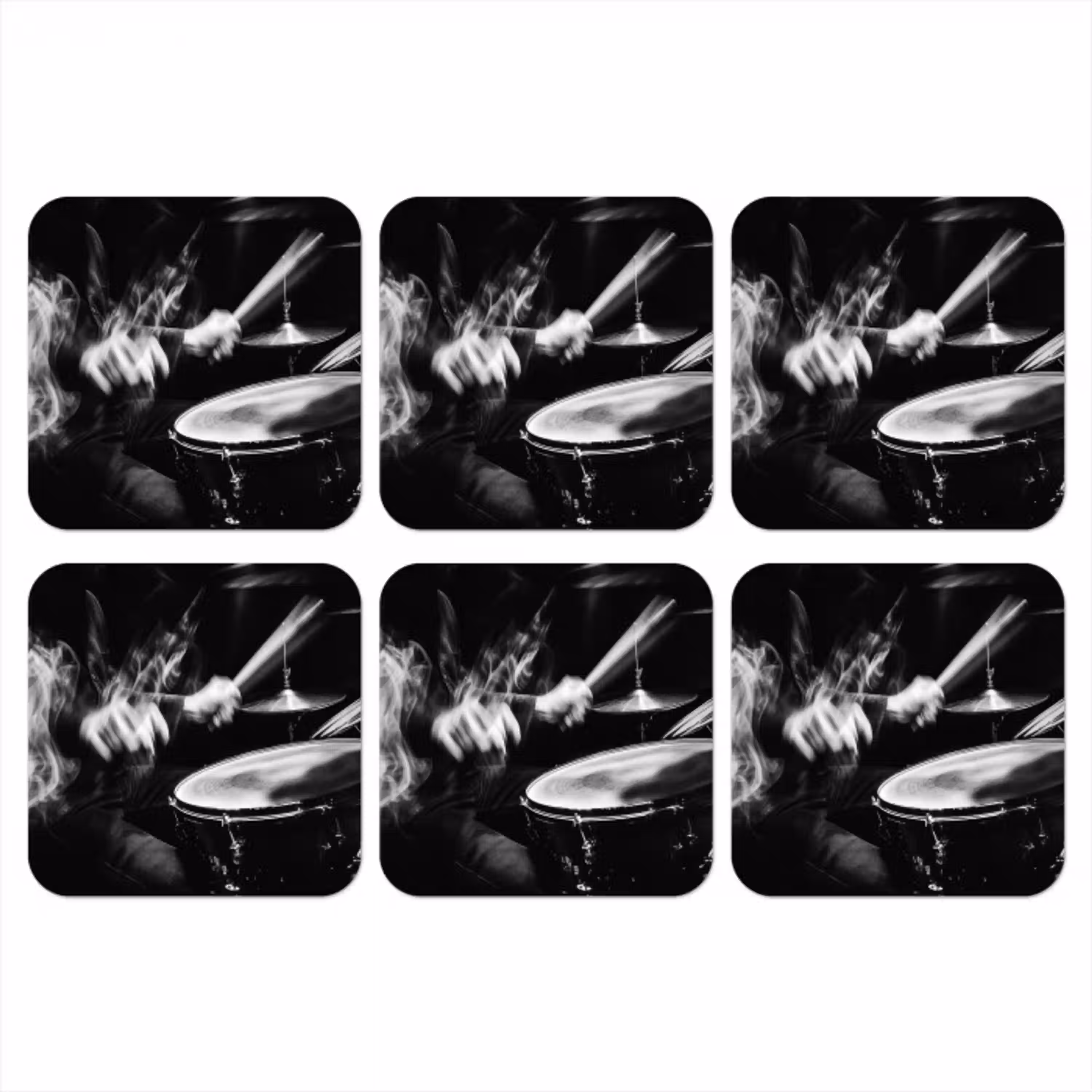 Drummer - Zwart - Drumstel onderzetter kurk middel -3d