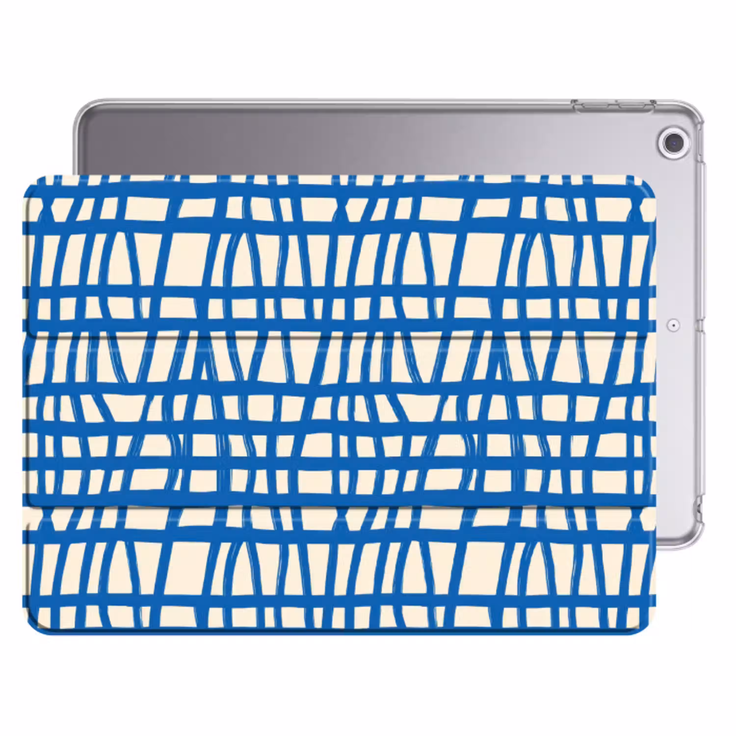 Ruitpatroon - Blauw - Crème Apple iPad 2017 middel 1172 -threedimensional_3d_global