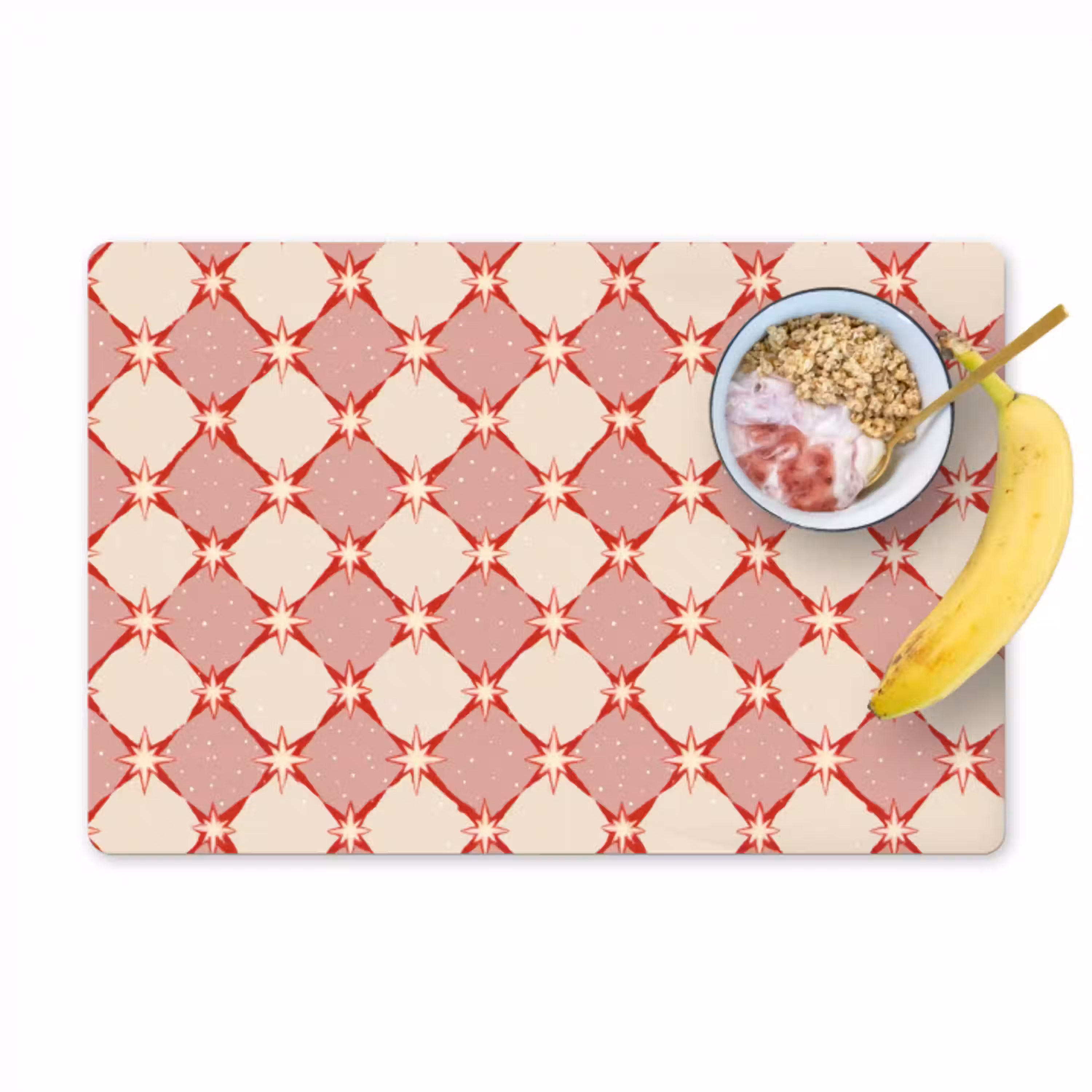 Ruiten - Sterren - Vintage - Oudroze - Rood Placemat vinyl groot 368 -zzzproduct_Kitchenyeah-website