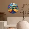 Kunst - Levensboom - Bloemen - Hippie Wandcirkel kunststof plaat 5mm dik klein -sfeer1