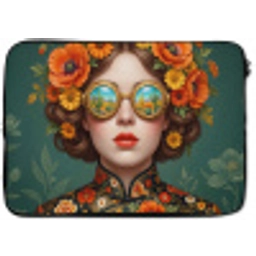 Portret - Vrouw - Kleurrijk - Expressief laptophoes neopreen klein -zkaufland3dotto