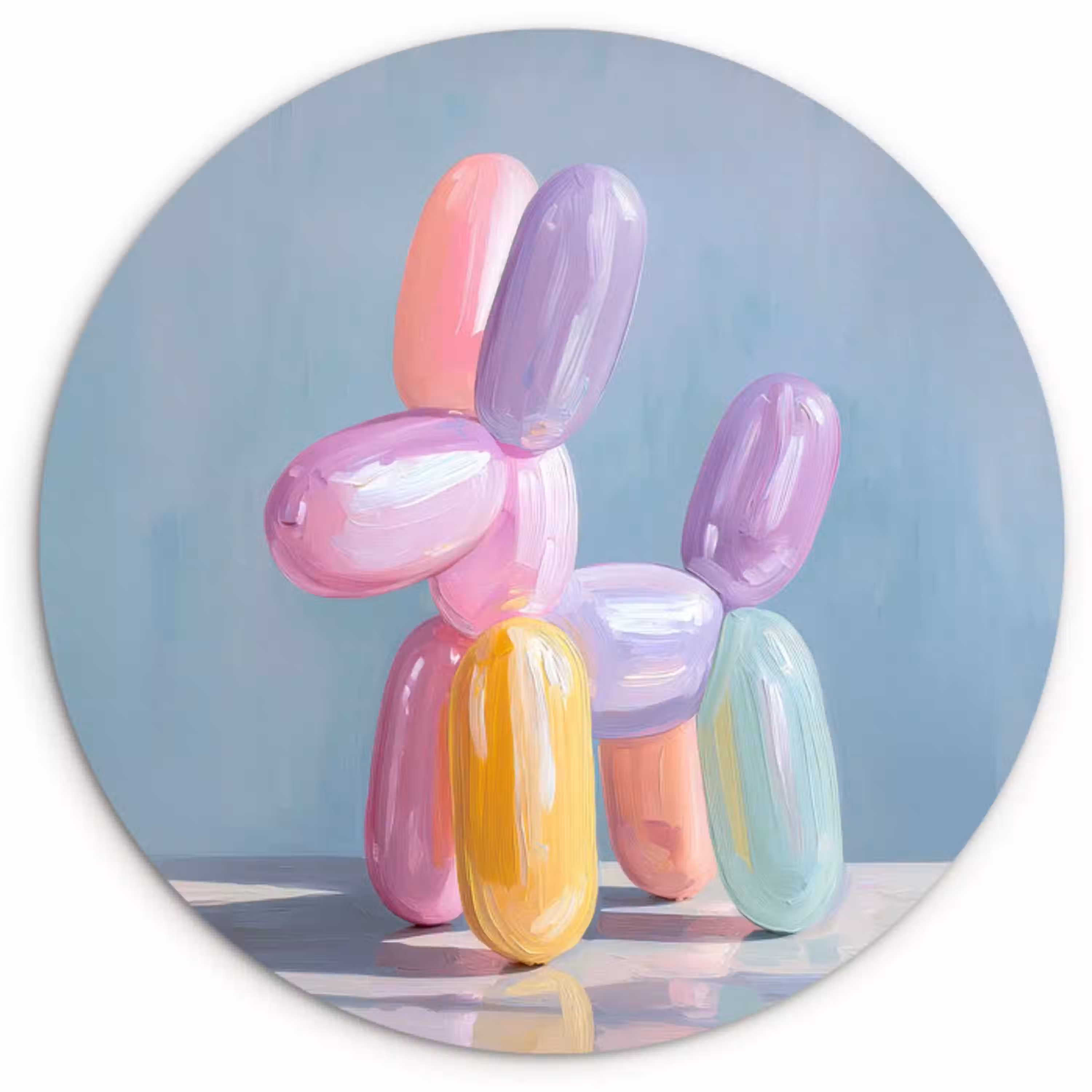Dier - Ballon - Pasteltinten - Glanzend Wandcirkel plexiglas klein -3d