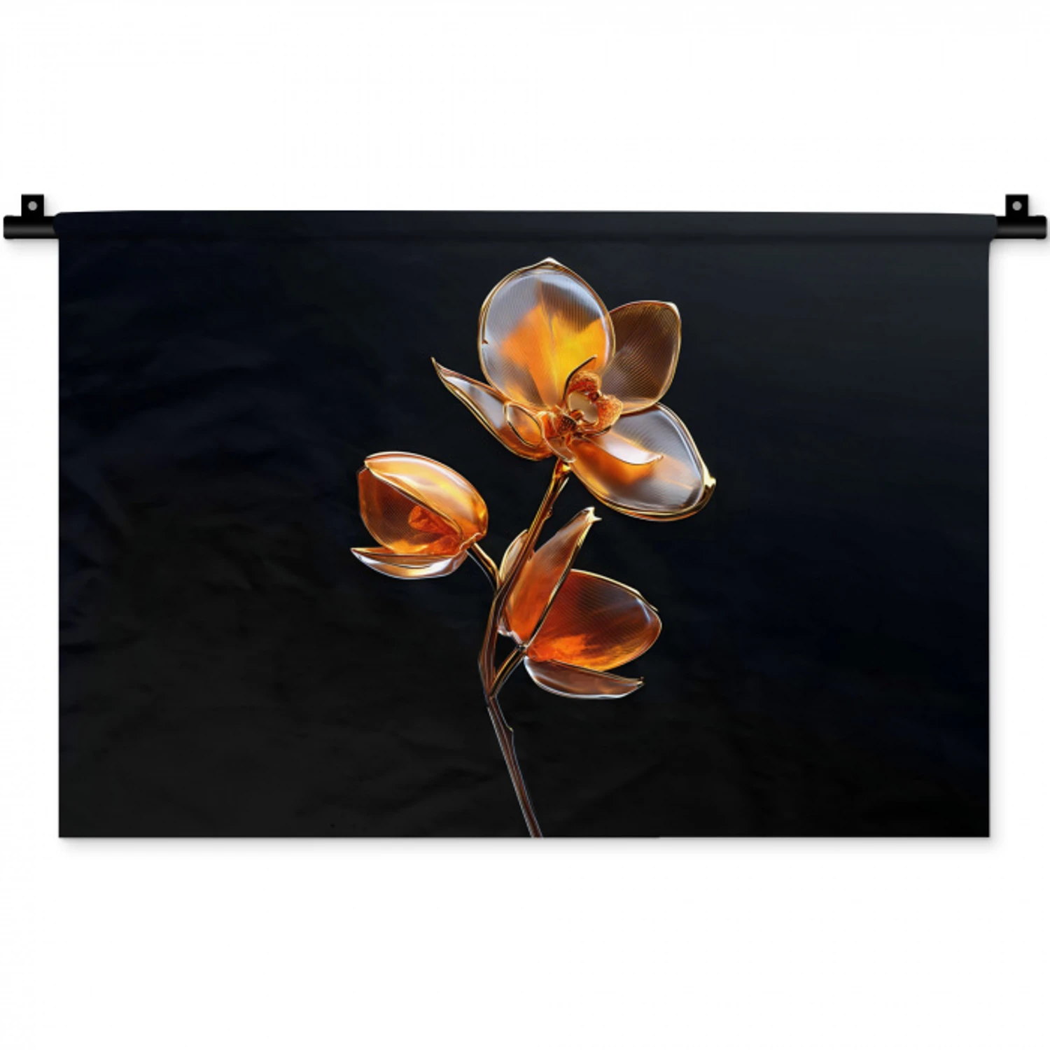 Bloem - Orchidee - Oranje Wandkleed katoen klein -zz3d