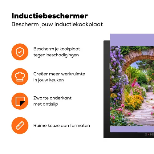 Doorkijk - Bloemen - Pad - Natuur Inductie beschermer vinyl 3mm middel -zzzzzzz-td-ups