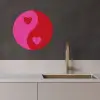 Minimalistisch - Rood - Roze - Hartjes KitchenYeah - Keuken - Wandcirkel Forex klein -sfeer1